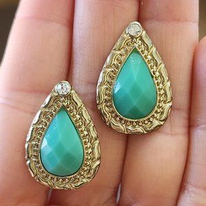 howlite, gold plated, rhinestone stud earrings